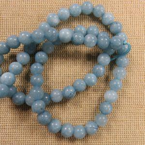 Perles Jade 6mm bleu Aquamarine ronde – lot de 10 pierre de gemme