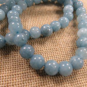Perles Jade 6mm bleu Aquamarine ronde – lot de 10 pierre de gemme