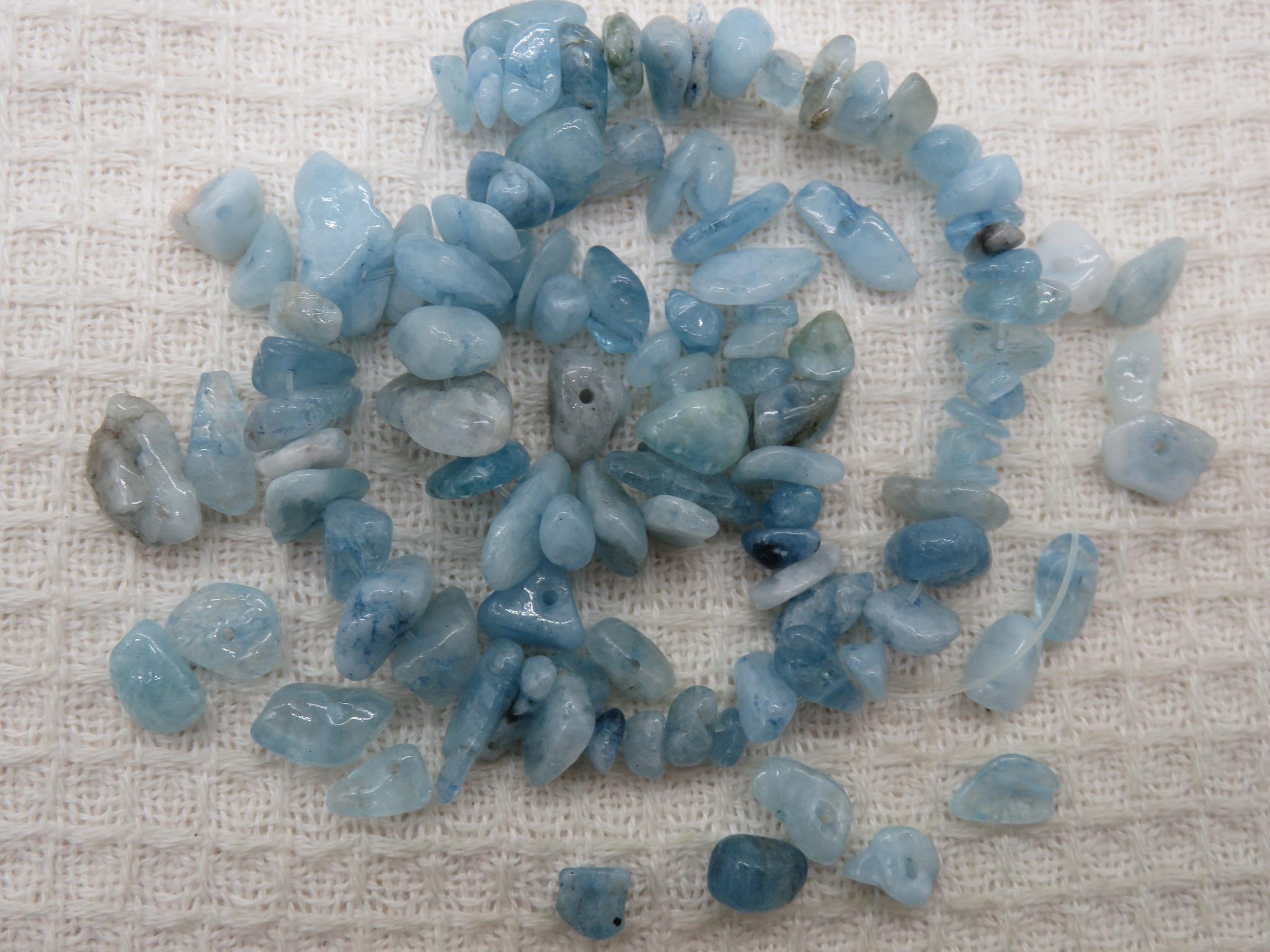 Perles galet aigue-marine 5mm à 8mm bleu clair, perles aquamarine irrégulière, pierre de gemme, lot de Perles