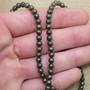 Perles Pyrite 4mm ronde pierre de gemme semi-précieuse – lot de 10