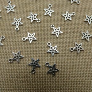 Breloques étoile argenté 10mm petit pendentif – lot de 15