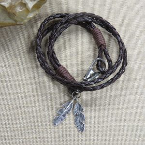 Bracelet Amérindien plume argenté – bijoux mixte bohème