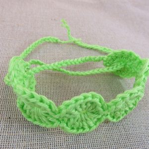 Bracelet de cheville bohème textile en coton pistache crocheté