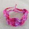 Bracelet de cheville bohème textile en coton rose crocheté