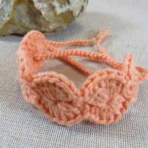 Bracelet de cheville bohème textile en coton abricot crocheté