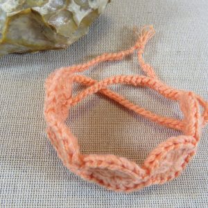 Bracelet de cheville bohème textile en coton abricot crocheté