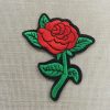 Patch fleur Rose thermocollant écusson rose rouge brodé