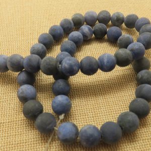 Perles Sodalite bleu mat 8mm ronde pierre de gemme – lot de 10