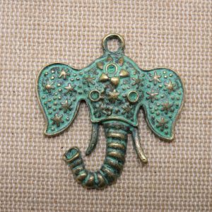 Pendentif éléphant Ganesh bronze patiné antique 36mm