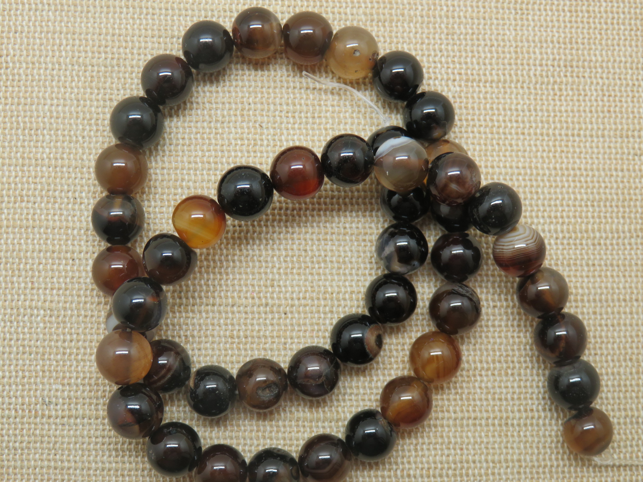 Perles Agate marron 8mm ronde pierre de gemme - lot de 10