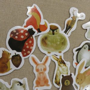 étiquettes renard autocollant lapin scrapbooking stickers animaux forêt / 23pcs