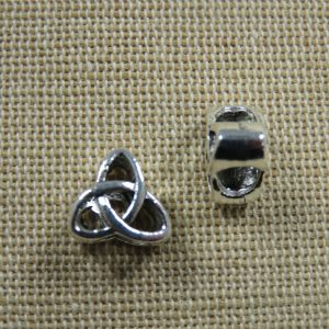 Perles nœud celtique argenté 11mm gros trous – lot de 2