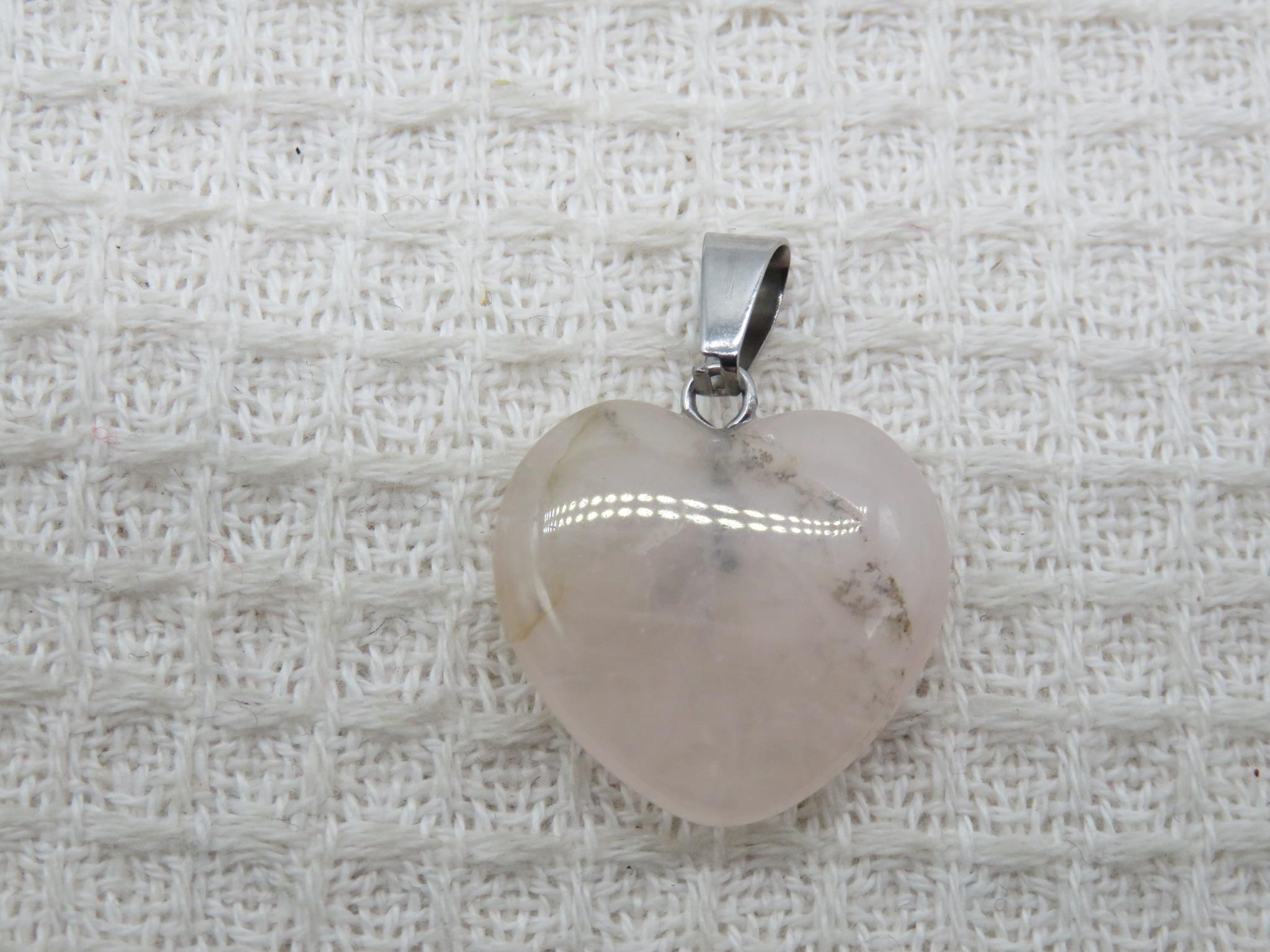 Pendentif cœur Quartz rose 20mm pour fabrication bijoux