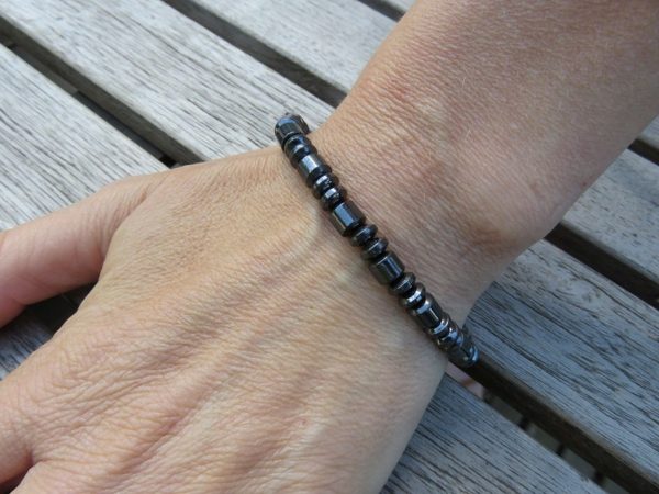 Bracelet perlé rock hématite noir bijoux pour Femme et Homme