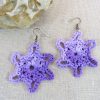 Boucles d'oreille étoile violet crocheté coton - bijoux textile femme