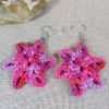 Boucles d'oreille étoile rose crocheté coton - bijoux textile femme