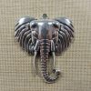 Pendentif tête éléphant argenté hindou Ganesh 55mm en métal