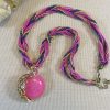 Collier lune rose paon bohème - cadeaux bijoux femme