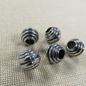 Perles acrylique ressort métallisé gros trou – lot de 5