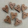 Boutons cœur en bois marron foncé - lot de 8 boutons de couture