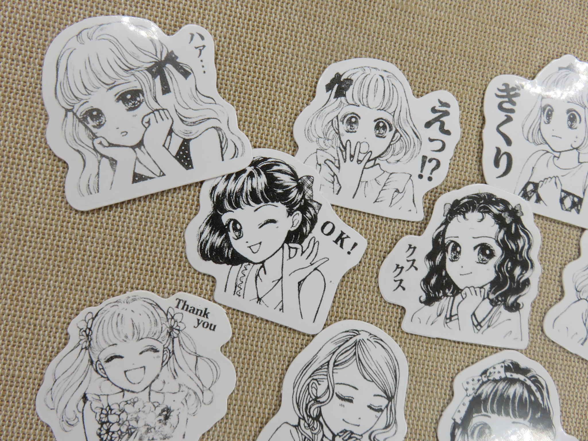 Stickers visage fille manga autocollant scrapbooking