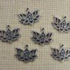 Breloques fleurs lotus argenté 16mm en métal - lot de 5