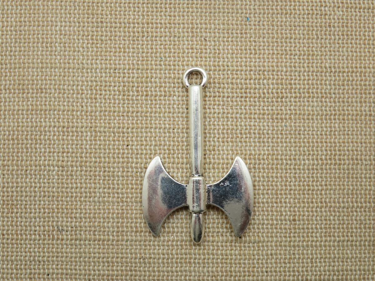 Pendentif hache guerrier viking argenté, pendentif en métal, pendentifs de 40mm, fournitures pour bijoux, grand pendentif celtique