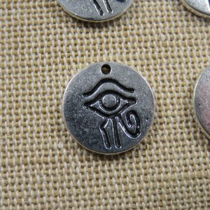 Pendentif œil d’Horus égyptien breloque hiéroglyphe 14mm – lot de 4