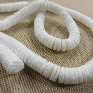 Perles rondelle 8mm coquillage naturelle blanc – lot de 20