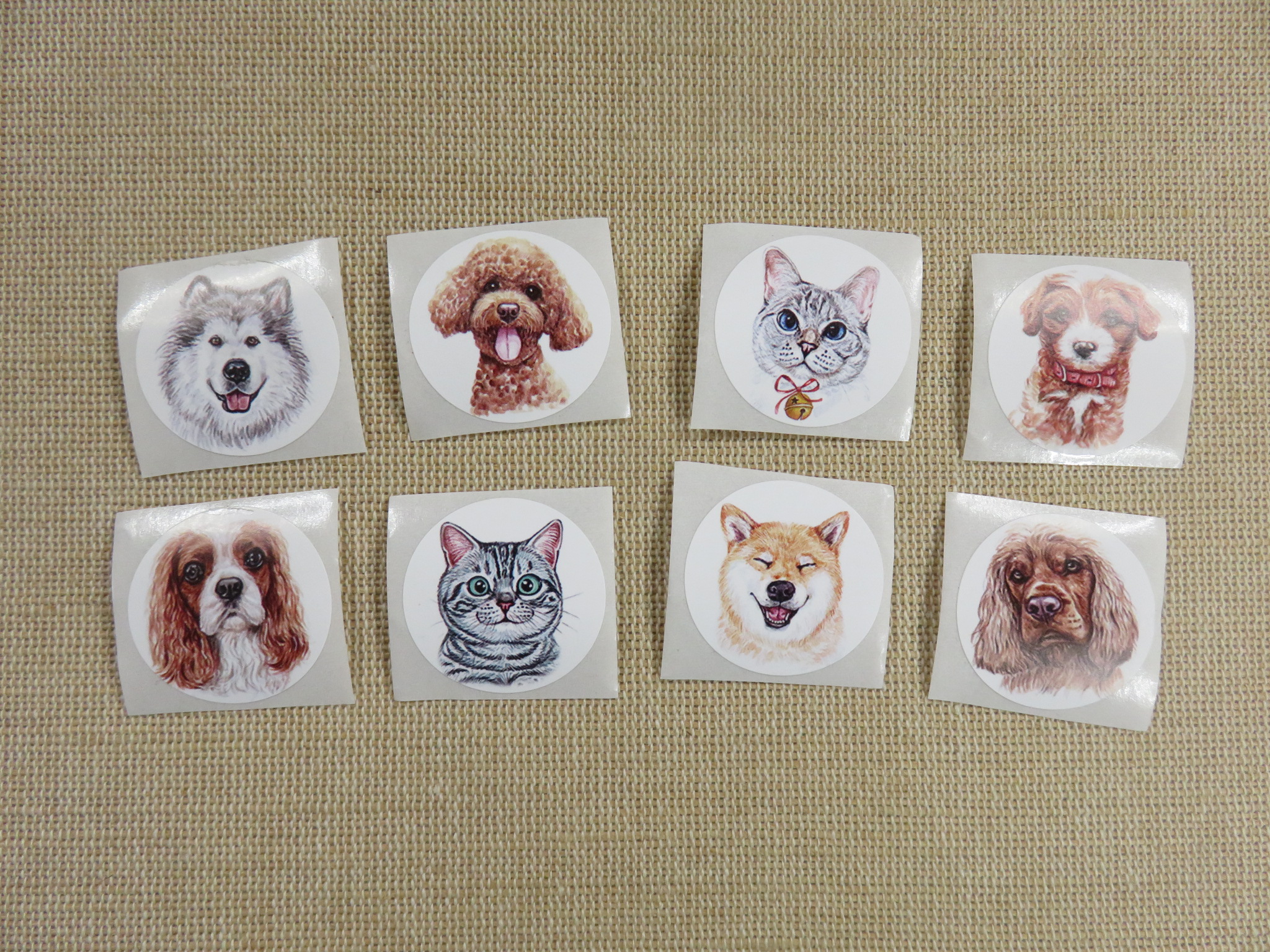 Étiquettes animaux chien chat autocollante stickers rond 25mm - lot de 25