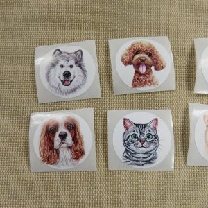 Étiquettes animaux chien chat autocollante stickers rond 25mm – lot de 25