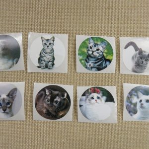 Étiquettes animaux chat autocollante stickers rond 25mm – lot de 25