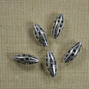 Perles marquise argenté métal ajouré 18x8mm – lot de 5