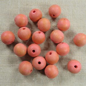 Perle en bois orange 13mm ronde – lot de 18