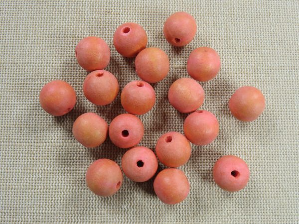 Perle en bois orange 13mm ronde - lot de 18