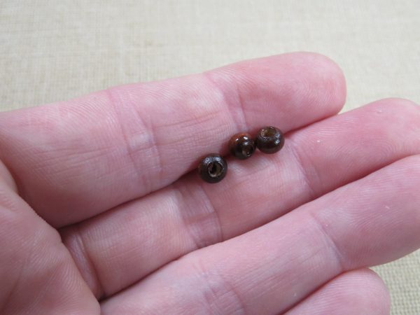 Perles rond plat en bois marron foncé 5mm x 3mm