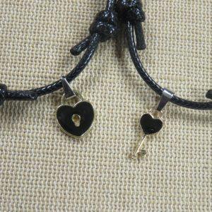 Bracelet Amoureux, bijoux de couple cœur et clé