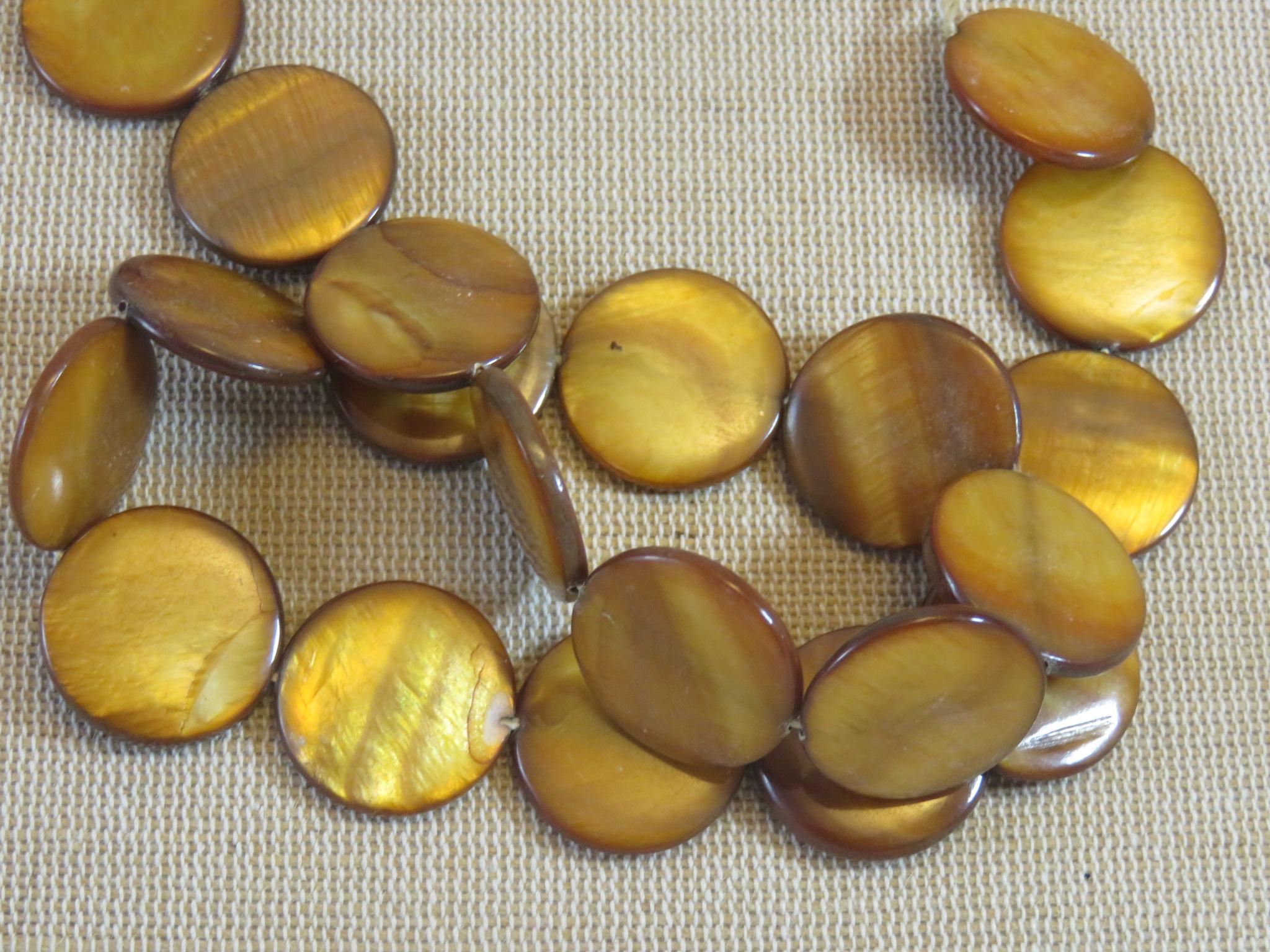 Perles palet coquille marron nacré, perles plate coquillage marron nacré, perles 20mm, perles pour bijoux, lot de perles, création bijoux DIY