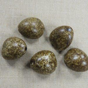 Grosse perles effet graine marron 25mm acrylique – lot de 5