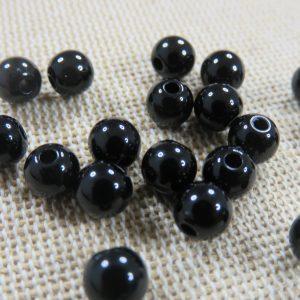 Perles noir 6mm acrylique pour bijoux – lot de 25