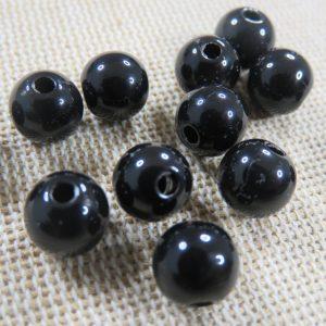 Perles noir 8mm acrylique pour bijoux – lot de 25