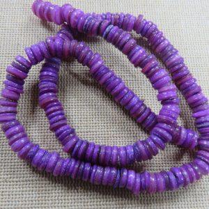 Perles coquille violet 6mm rondelle Heishi irrégulier – lot de 20