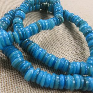 Perles coquille bleu 6mm rondelle Heishi irrégulier – lot de 20