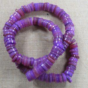 Perles coquille violet 8mm rondelle Heishi irrégulier – lot de 20