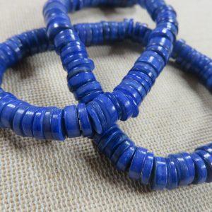 Perles coquille bleu 8mm rondelle Heishi irrégulier – lot de 20