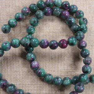 Perles épidote Zoïsite 6mm ronde vert tacheté – lot de 10
