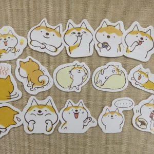 étiquettes Shiba inu stickers kawaii autocollant scrapbooking – 15pcs