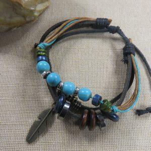 Bracelet Amérindien plume bronze – bijoux mixte bohème