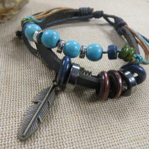 Bracelet Amérindien plume bronze – bijoux mixte bohème