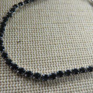 Bracelet bolo zirconia noir, réglage perle coulissante, bijoux Femme